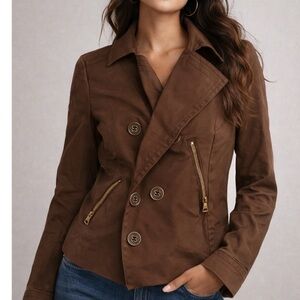 Ellen Tracy Brown Double-Breasted Trench Coat